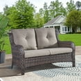 thumbnail image 2 of PARKWELL Patio Rattan Seat Sofa Cushioned Loveseat,Outdoor Wicker Furniture,Gray, 2 of 9
