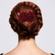 thumbnail image 4 of Peineta con flor de rosa para el cabello, accesorio floral para el cabello, tocado para mujeres y niñas, boda, novia (rojo vino), 4 of 5