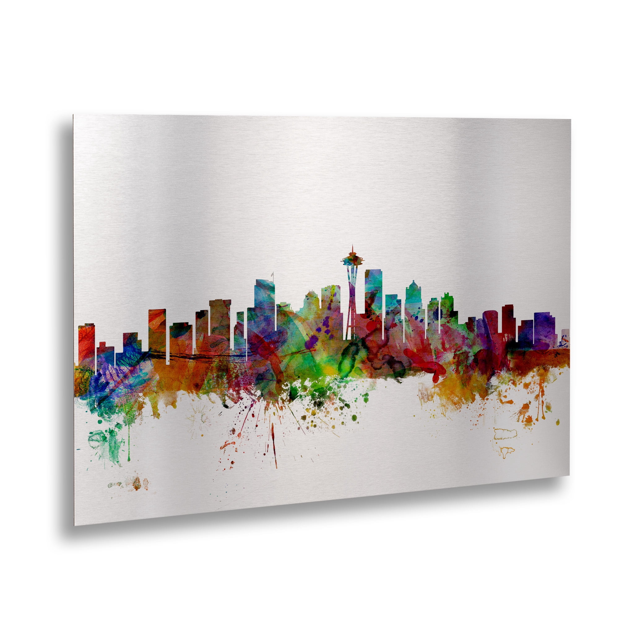 Trademark Fine Art 'Seattle Washington Skyline' Brushed Aluminum Wall Art Art by Michael Tompsett