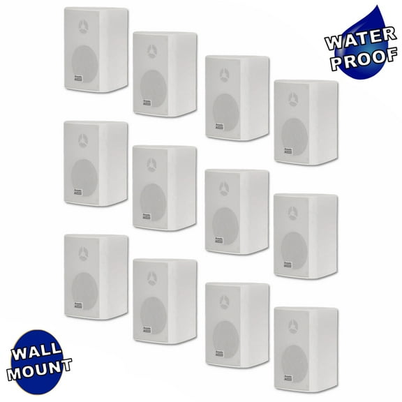 Acoustic Audio AA351W Indoor Outdoor 2 Way Speakers 3000 Watt White 6 Pair Pack AA351W-6Pr
