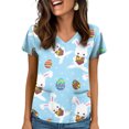 thumbnail image 4 of OIOLOYJM Easter Scrubs Tops for Women Funny Medical Bunny Eggs Graphic Tops Short Sleeve V Neck Shirt Holiday Oversized Blouse with 2 Pockets Light Blue M, 4 of 6