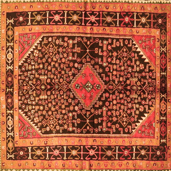 Ahgly Company Indoor Square Persian Orange Traditional Area Rugs, 6' Square
