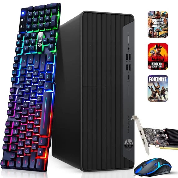 Restored Gaming HP ProDesk 600 G6 Desktop PC, Intel Core i5 10th Gen. Processor, 16GB RAM, 512GB SSD, NVIDIA GeForce GTX 1050 Ti, HDMI, Gaming Keyboard & Mouse, Wi-Fi, Windows 11 Pro (Refurbished)