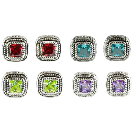 Canyon Sky Southwestern Inspired Silver-tone Stud Earrings 4 Pairs, 12 PC Lot