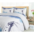 thumbnail image 5 of Ambesonne Lighthouse Duvet Cover Set, Handdrawn Art Anchor, King, Blue and White, 5 of 6