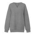 thumbnail image 5 of larppty Women Casual Long Sleeve V Neck Sweatshirts Cute Loose Fit Lightweight Pullover Tops Fall Clothing (Light Gray, XXL), 5 of 5