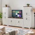 thumbnail image 2 of Tv Cabinet For Living Room Decor - 108.7''l X 15''w 68''h, White And Walnut, Stylish Storage Options White+walnut Stand With Side Cabinets, Contemporary Style, 2 of 6