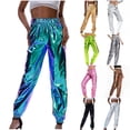 thumbnail image 2 of Yuanlook Casual Metallic Jogger Pants for Women Drawstring Waist Streetwear & Clubwear Trousers Size S-XXL, 2 of 3