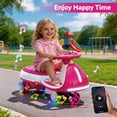 thumbnail image 4 of Track Seven 12V Electric Wiggle Car with Pedal, 2 in 1 Swing Car, Bluetooth, LED Lights, Flashing PU Wheels, Max Speed 5 Mph, Anti-Rollover, 12V Ride on Toy Car for Kids Toddlers Aged 3+, Rose Red, 4 of 8