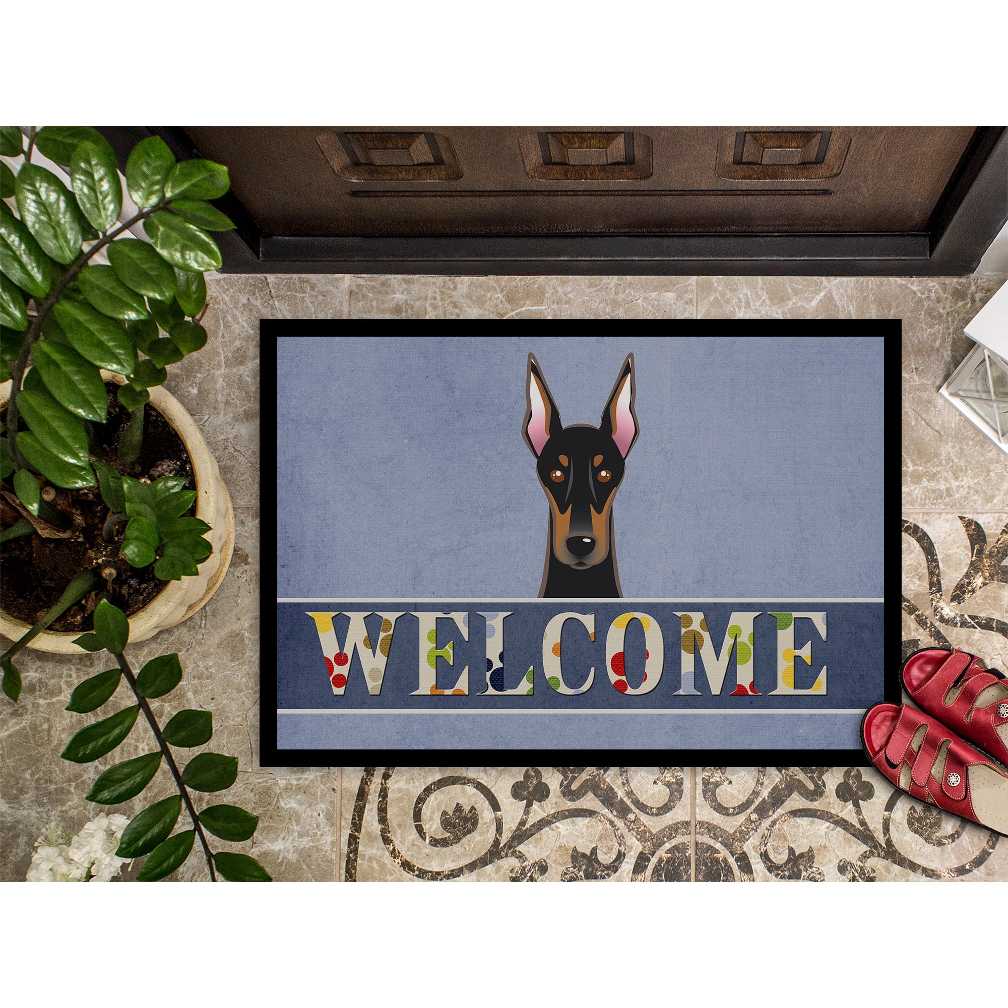Carolines Treasures BB1431JMAT Doberman Welcome Indoor Outdoor