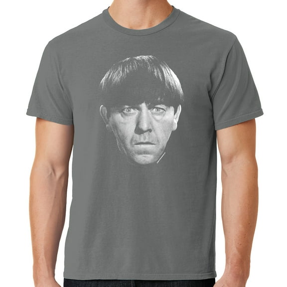 Mens Moe Howard Face Three 3 Stooges Tee Shirt, XL Pewter Grey