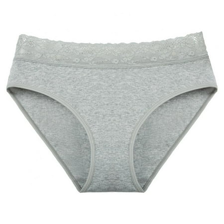 

Women s Solid Casual Panties Mid-Rise Cotton Lace Waistband Briefs High Elastic Soft Breathable Invisible Underwear Briefs XS-XXL(1-Packs)