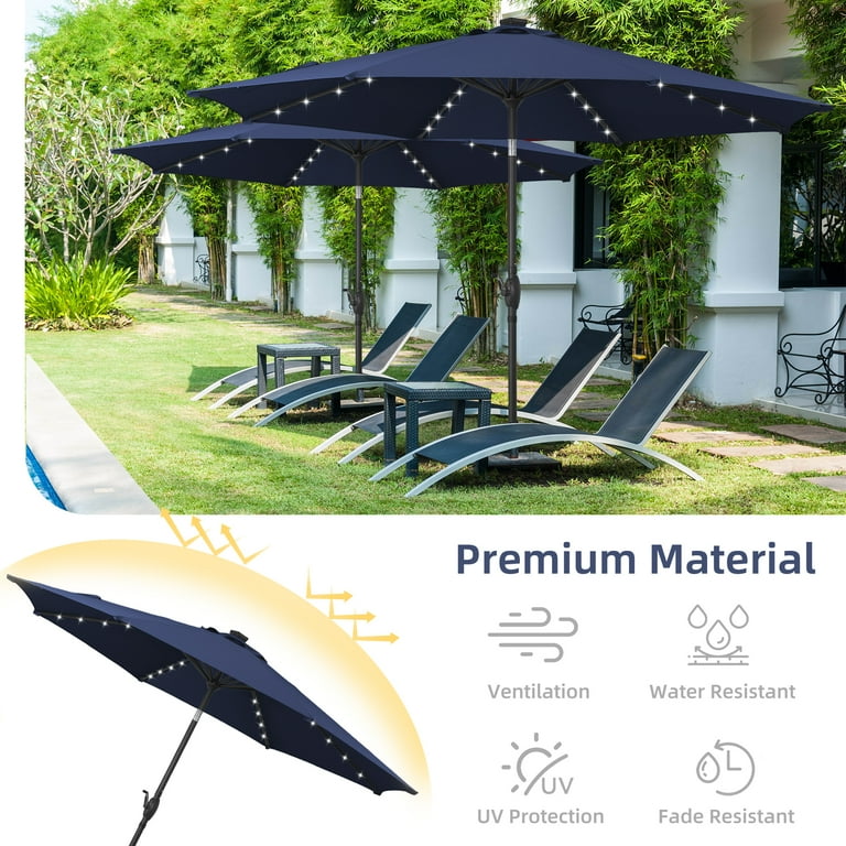 10 ft patio umbrella with solar lights 10/11/12ft Solar LED Round Cantilever Patio Umbrella main image 1