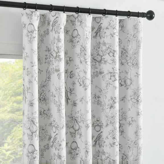 CURTAINKING Blackout Curtains 84 Inch, Printed Floral French Farmhouse Curtains for Bedroom Living Room Back Tab Thermal Insulated Window Drapes, 2 Panels Gray