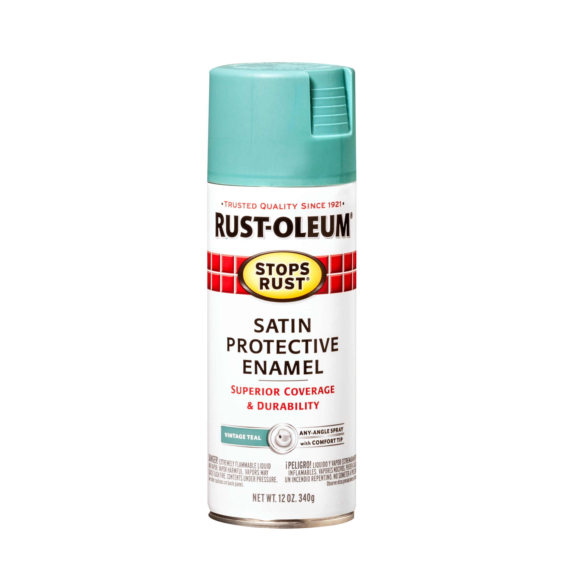 6 Pack, Vintage Teal, Rust-Oleum Stops Rust Satin Protective Enamel Spray Paint- 350337, 12 oz.