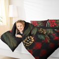 thumbnail image 4 of jejeloiu Christmas Flower Floral Queen Comforter Set,Red Geometric Plaid Bedding Sets,Rustic Farmhouse Cabin Bedding Comforter Set For Men Women,Breathable Home Decor Reversible,3pcs, 4 of 8