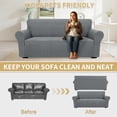 thumbnail image 2 of JIATER 1-Piece Sofa Cover Stretch Couch Cover Washable Sofa Slipcover Furniture Protector for 3 Cushion Sofa,Light Gray, 2 of 8