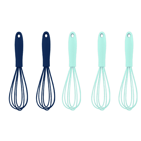 

5 Pcs Premium Kitchen Mini Silicone Whisks - Mini Whisk Set Egg Beater for Stirring Cooking Baking Milk Frother Kitchen Utensils Gadgets 2 Ink Blue + 3 Cyan