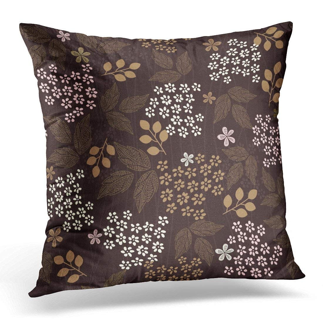 EREHome Brown Flower Retro Floral Pink Modern Pillow Case Pillow Cover