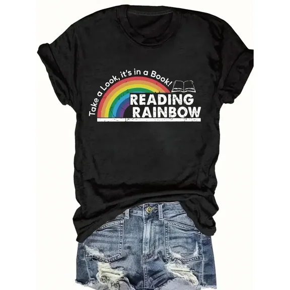 Women's Cotton Short Sleeve Graphic Tee Reading Lover Shirt Cute Teacher Librarian Outfit