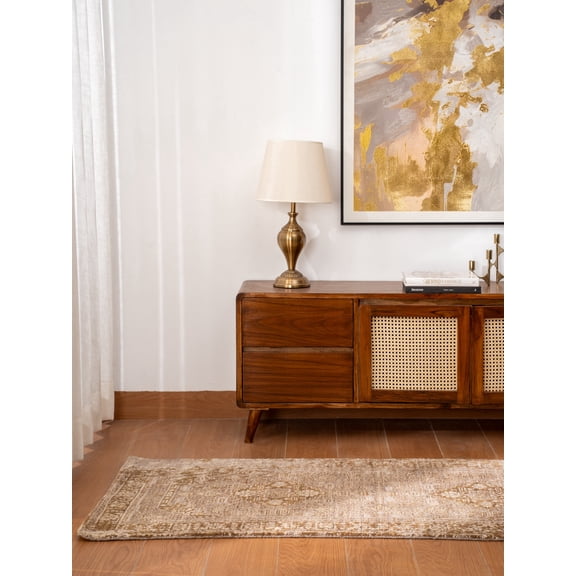 Rugsotic Carpets Hand Knotted Wool Area Rug, 2'6''x6', Light Brown, Runner, Oriental, High Pile Handmade Rug for Living Room Bedroom