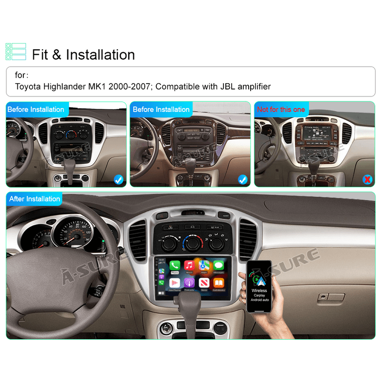 for Toyota Highlander 2000-2007 Android Car Stereo Radio GPS 2+32GB JBL  1280HD 