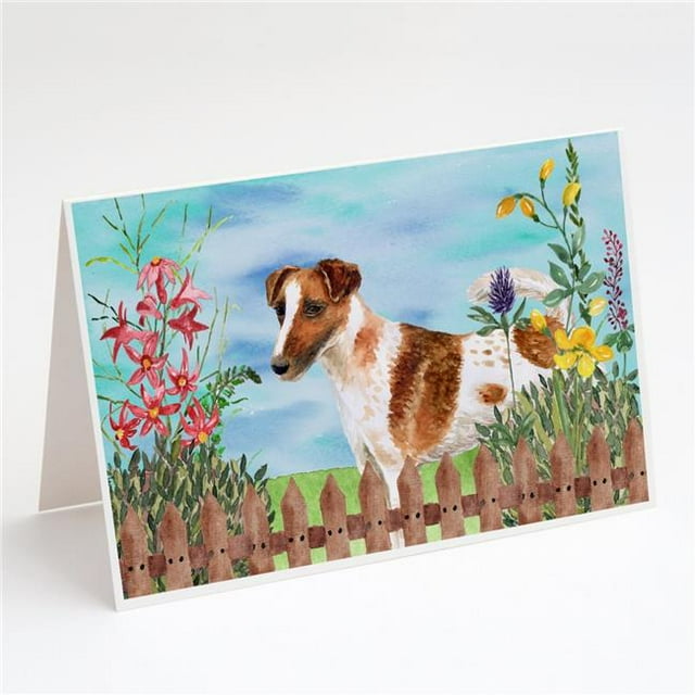 Carolines Treasures CK1209GCA7P Smooth Fox Terrier Spring Greeting Cards & Envelopes - Pack of 8