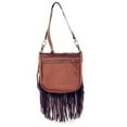 thumbnail image 3 of Texas West Women's Genuine Leather Crossbody Messenger Bag, Floral, Brown, 3 of 4