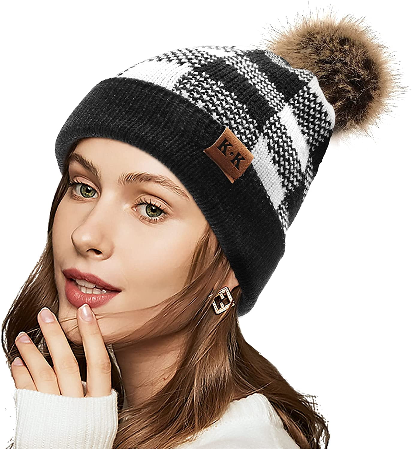 Bobble Hat Women Winter Ponytail Beanie 