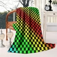 thumbnail image 2 of Rainbow Color Checkered Pattern Blanket,Comfortable Soft Flannel Throw Blanket,All Season,Warm Lightweight Blankets for Sofa Bed Couch Living Room Chair,50"x60", 2 of 4