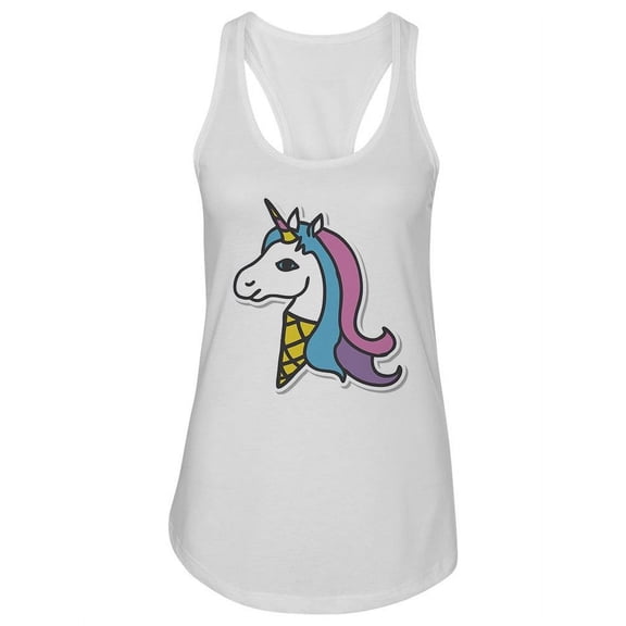 Unicorn In Cone Sticker Patch Tank Women -Image by Shutterstock, Female x-Small