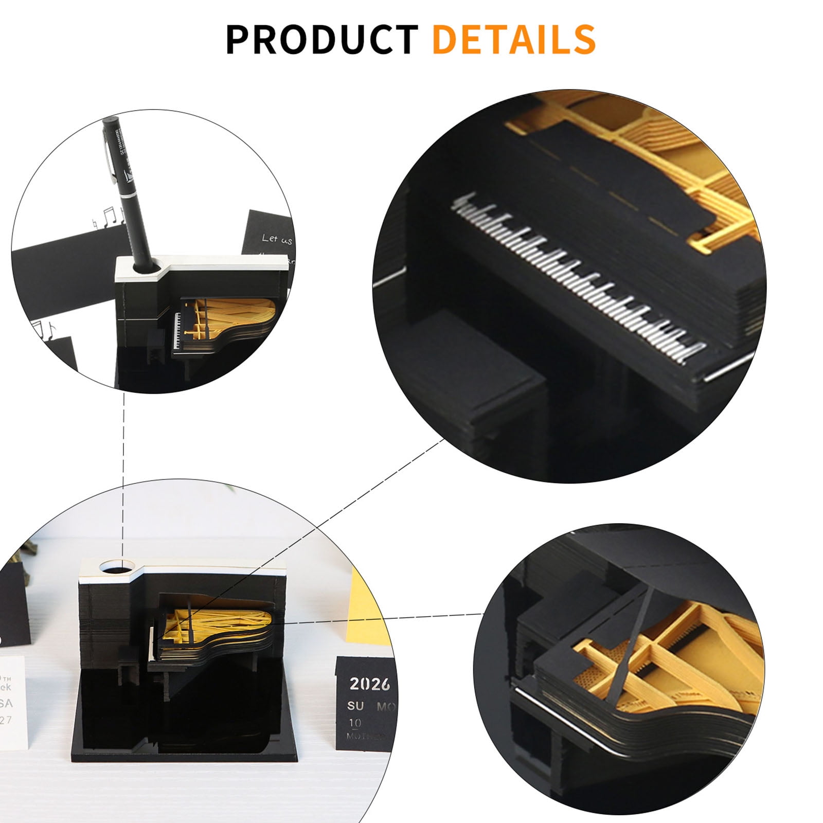 Elegant Piano Note Pad With Weekly Planner Artistic Desk Planner Specialty Paper