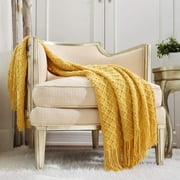 CREVENT Decorative Soft Spring Summer Fall Throw Blanket ,for Couch Sofa Chair Bed,50''X60'',Mustard Yellow