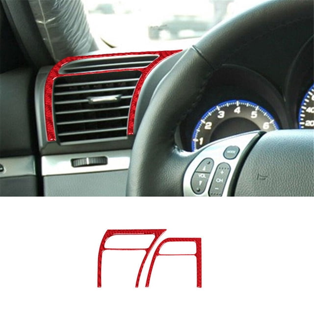 Real Bright Soft Car Interior Carbon Fiber Sticker Decoration2Pcs Red Carbon Fiber Interior Side Air Vent Outlet Cover For Acura TLAuto Car Protection Interior Accessories