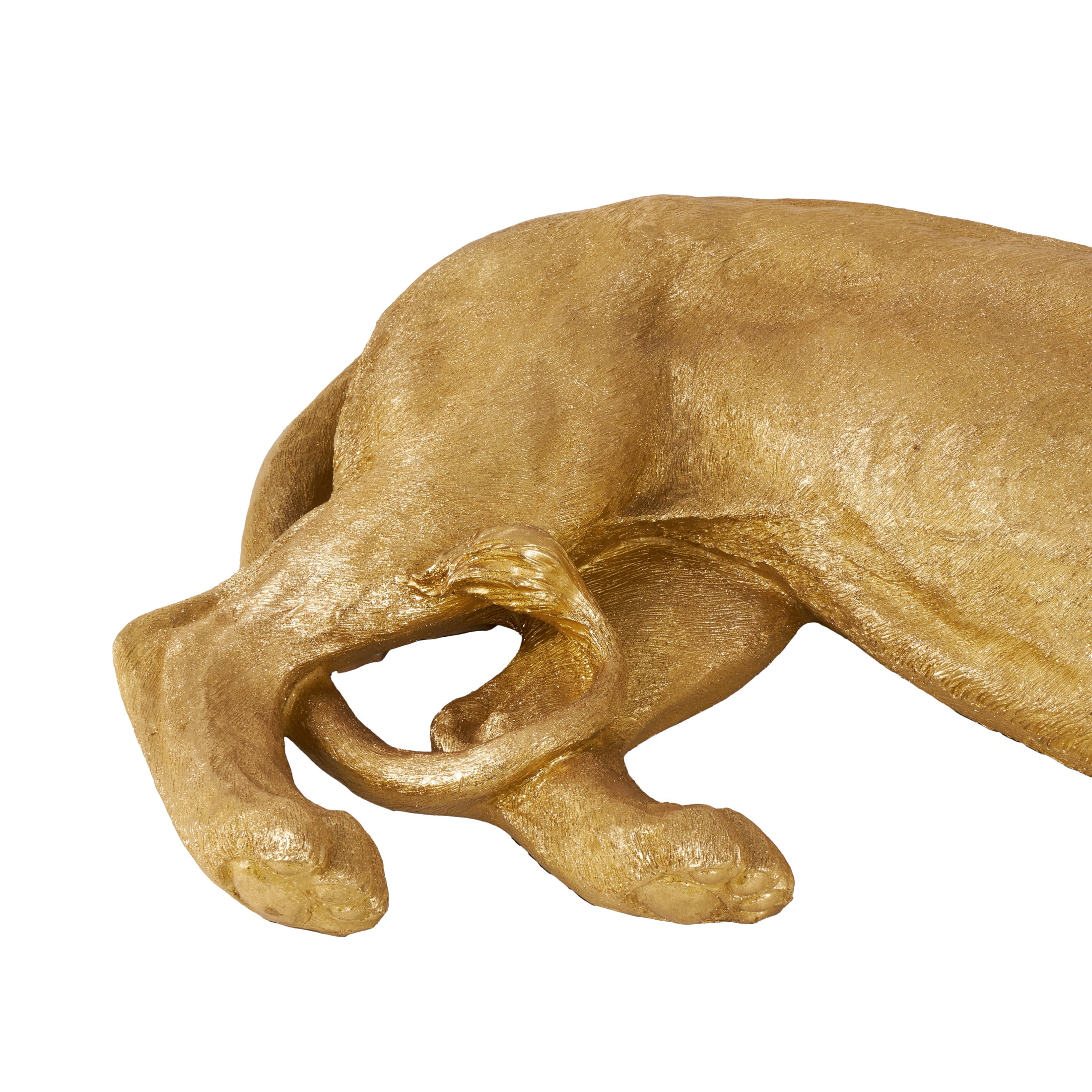 44" x 16" Gold Resin Laying Leopard Sculpture, by DecMode