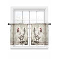 thumbnail image 2 of White Chicken Rustic Semi Sheer Curtains 45 Inch Length 2 Panels Set, Vintage Floral Oil Painting Sheer Kitchen Curtain Privacy Voile Window Curtain for Living Room Bedroom Rod Pocket Drapes, 2 of 7