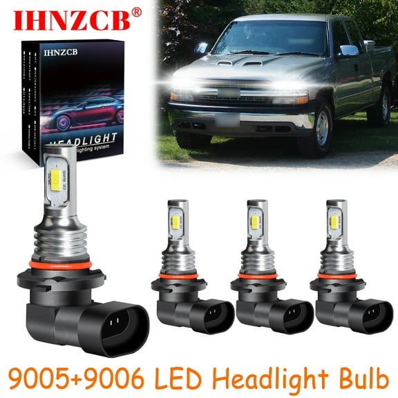 IHNZCB for Chevy Pickup Truck 1500 2500 3500 1990-2000 White LED Headlights Bulb High/Low Beam,9005 9006,YHB,Y03