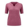 thumbnail image 3 of DQRPSEETB Womens Tops Women Fashion Sweater Short Sleeve V Neck Stripe Knitwears Slim Fit Pullovers Thin Knit Tops Bottoming Shirts Clothes for Women L, 3 of 4