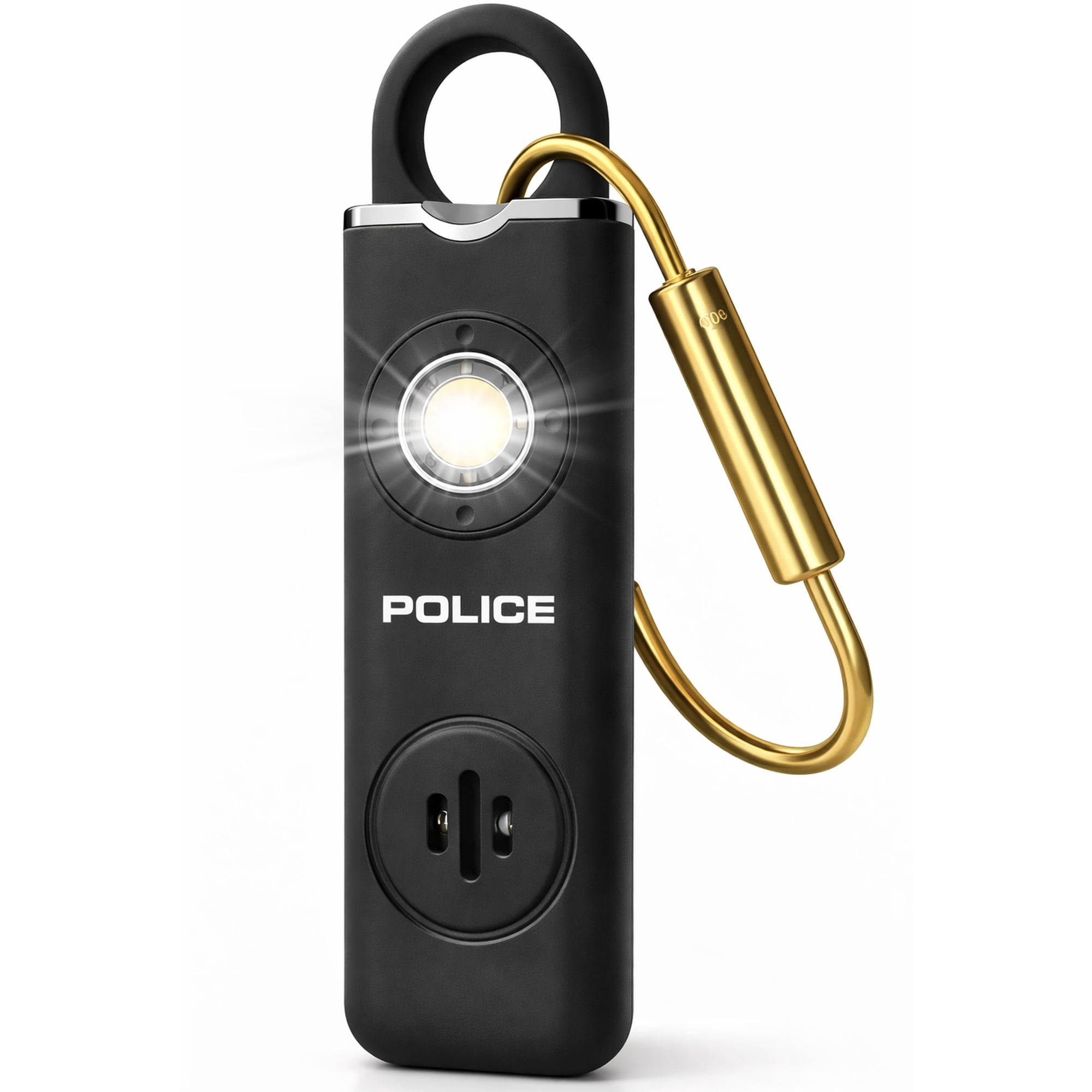 POLICE Personal Safety Alarm Keychain, 130DB Loud Rechargeable Emergency Alarm with LED Flashlight & SOS, Self Defense for Women, Kids, Seniors, Black