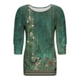 thumbnail image 7 of Enjoytime Womens Summer Tops Floral Printed Round Neck 3/4 Blouse Business Casual Work Plus Size Shirts, 7 of 7