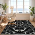 thumbnail image 3 of Design&I 4'x6' Washable Area Rug Pet Friendly & Non-Slip Built-In Grip Gothic Symmetrical Moth Delicate Frame Border Bathroom Artwork for Reading Nook, Bedroom, 3 of 7