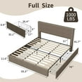 thumbnail image 3 of Memoryfield Full Size Bed Frame with Tufted Headboard, Upholstered Platform Bed Frame with 4 Storage Drawers and Wooden Slats Support, No Box Spring Needed, Brown, 3 of 8