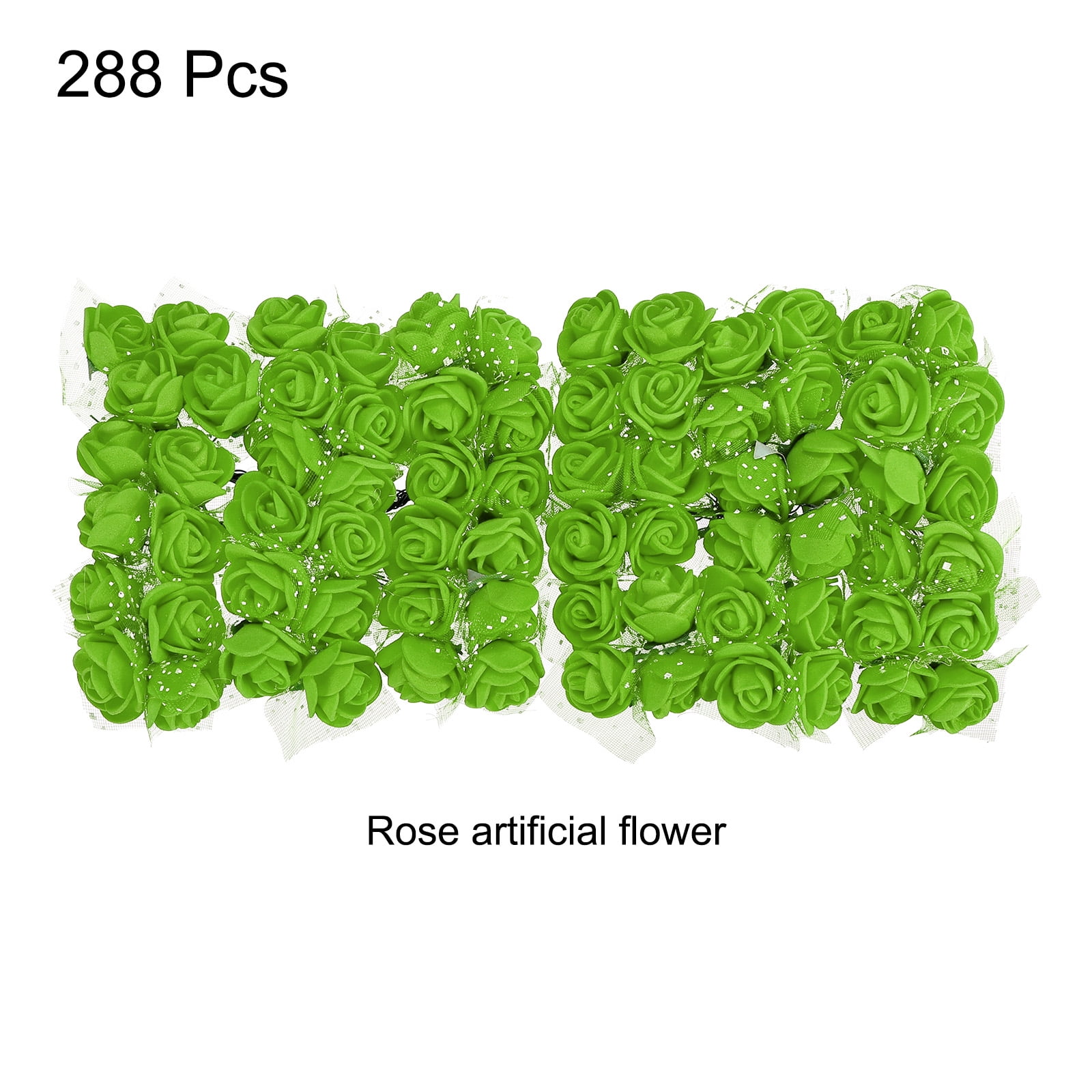 Uxcell Artificial Rose Flower Heads Green Mini Faux Flowers 0.8"-1" 288Pcs