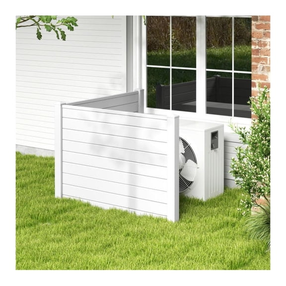 PVC Air Conditioner Fence - Outdoor Privacy Screen with 20" Stakes, 48" x 37.5" Panels, Weather Resistant - Garden, Yard, Trash Can & Pet Barrier
