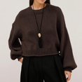 thumbnail image 2 of Teylalorva Women's Sweater Crew Neck Plain Long Sleeve Knit Pullover Essential Basic For Closet Coffee Size XL, 2 of 7