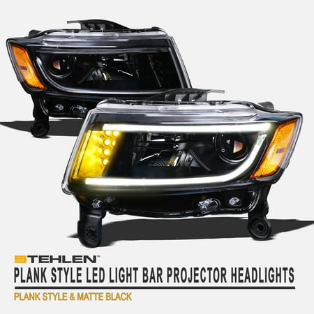 Stehlen 642167822202 DRL LED Light Bar Projector Headlights ( Matte Black ) For 2014-2016 Jeep Grand Cherokee
