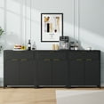 thumbnail image 4 of Aufeile Buffet Sideboard Cabinet with Drawer & Adjustable Shelf, 32" Tall Fluted Buffet Table with Storage, Modern Home Accent Furniture for Kitchen, Dining Living Room, Black, 4 of 8
