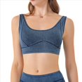 thumbnail image 1 of Chaleco Vaquero Ajustado y Corto para Mujer, Elástico, con Cuello Redondo, Tipo Jersey, Sujetador Deportivo, Camiseta Sin Mangas Azul Medio S, 1 of 9