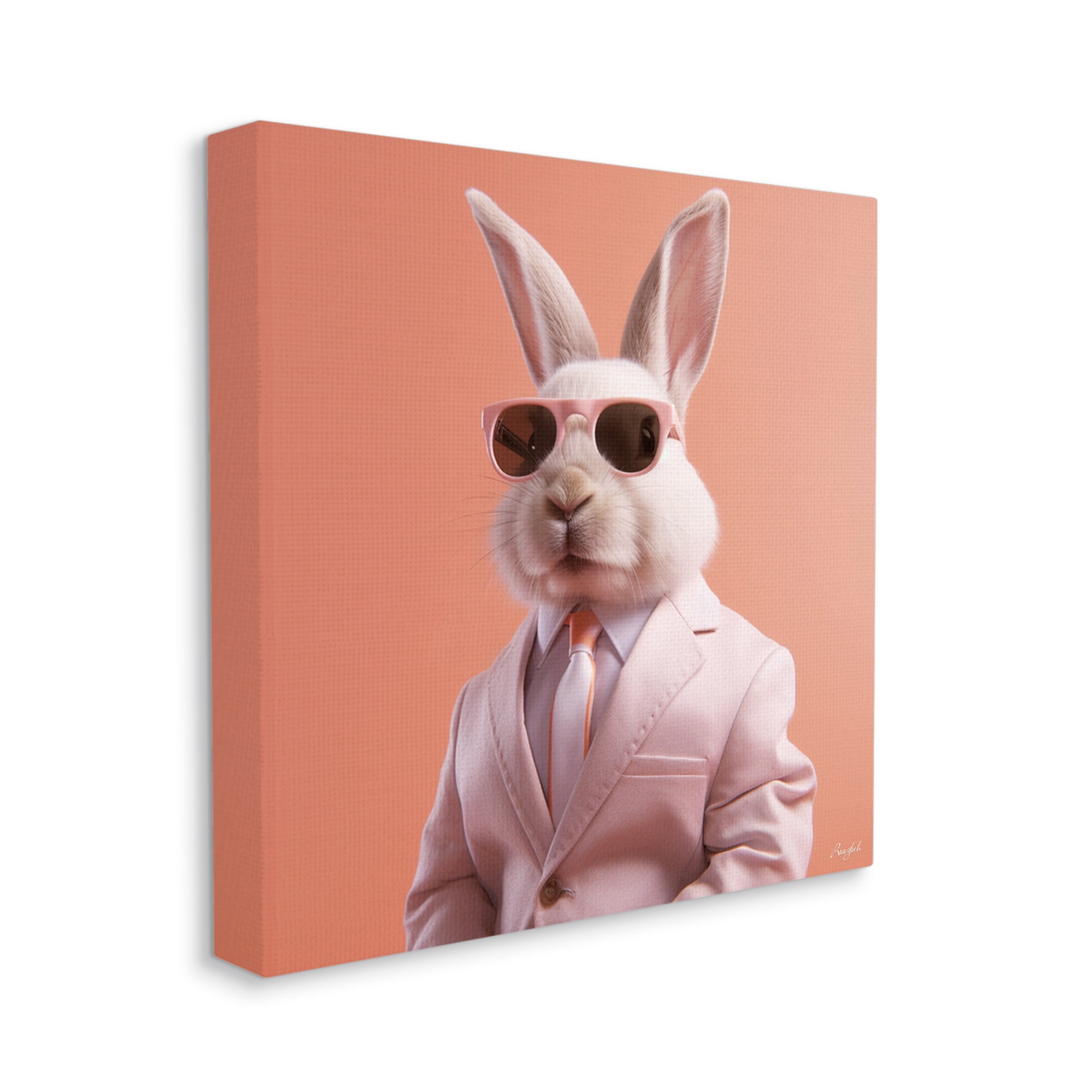 Stupell Industries Rabbit Wearing Suit Animals & Insects Painting Gallery Wrapped Canvas Art Print Wall Art, 24 x 24