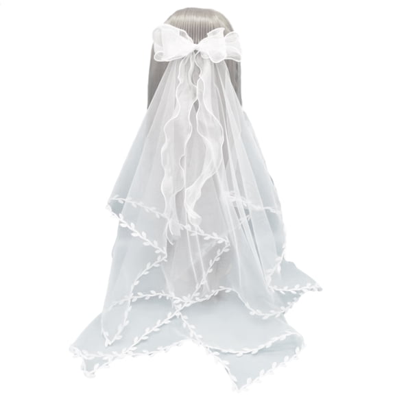 Delicate Wedding Bridal Veil with Vine Trim&Bowknot Girls Bride Veil Long Tulle Wedding Tiaras for Women Bridesmaids